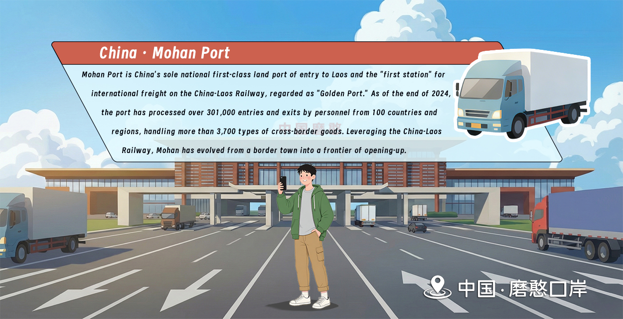 9第九幅：國(guó)門印象 · 磨憨口岸通途+翻譯