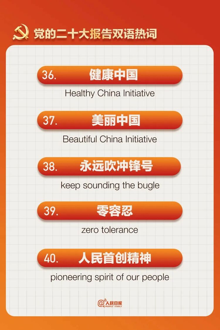 收藏！黨的二十大報告雙語熱詞